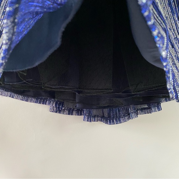 NWT City Studio Glitter Halter High Waist Fit & Flare Mini Dress Blue Junior 7 - Picture 8 of 11